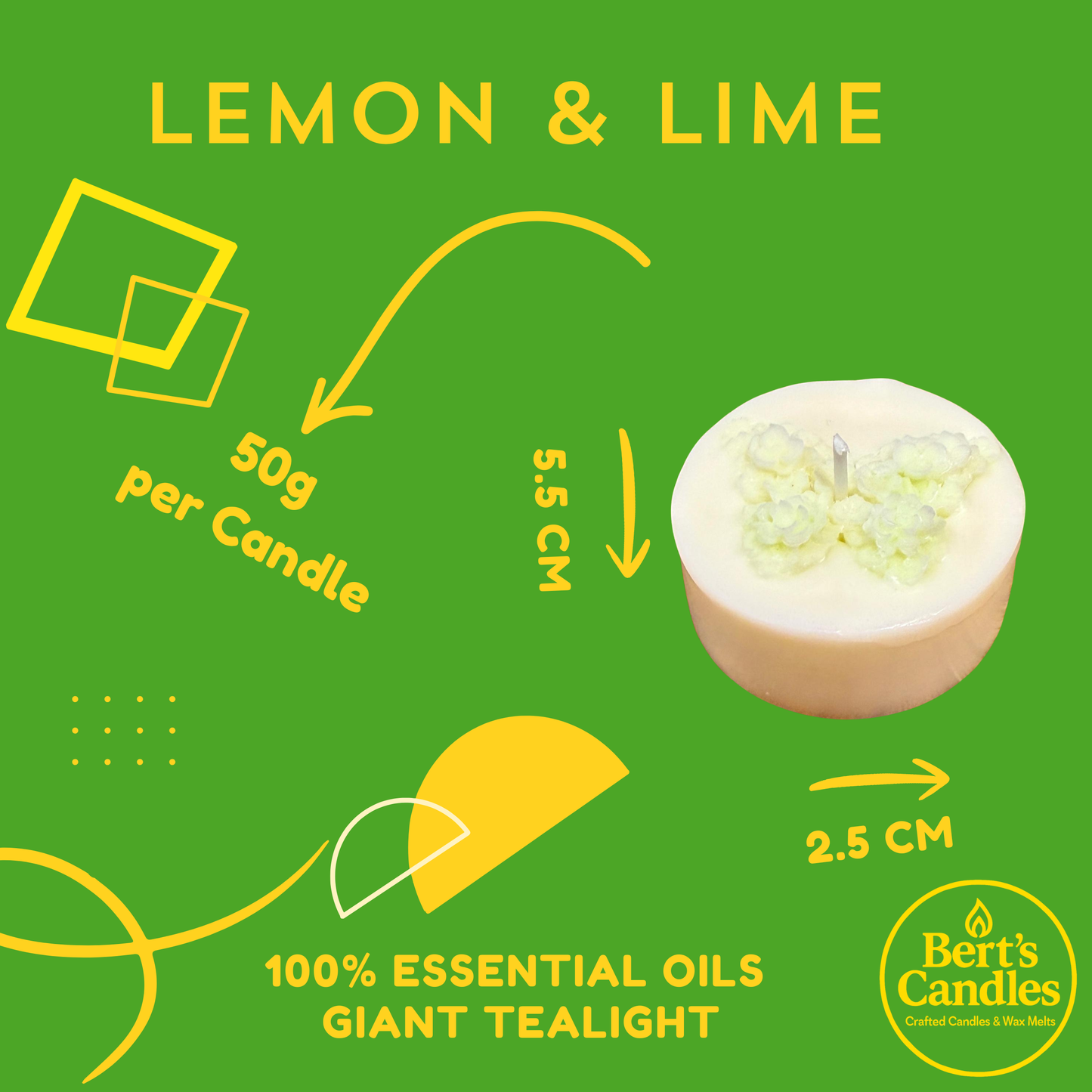 Bert’s Lemon & Lime Giant Tea Lights