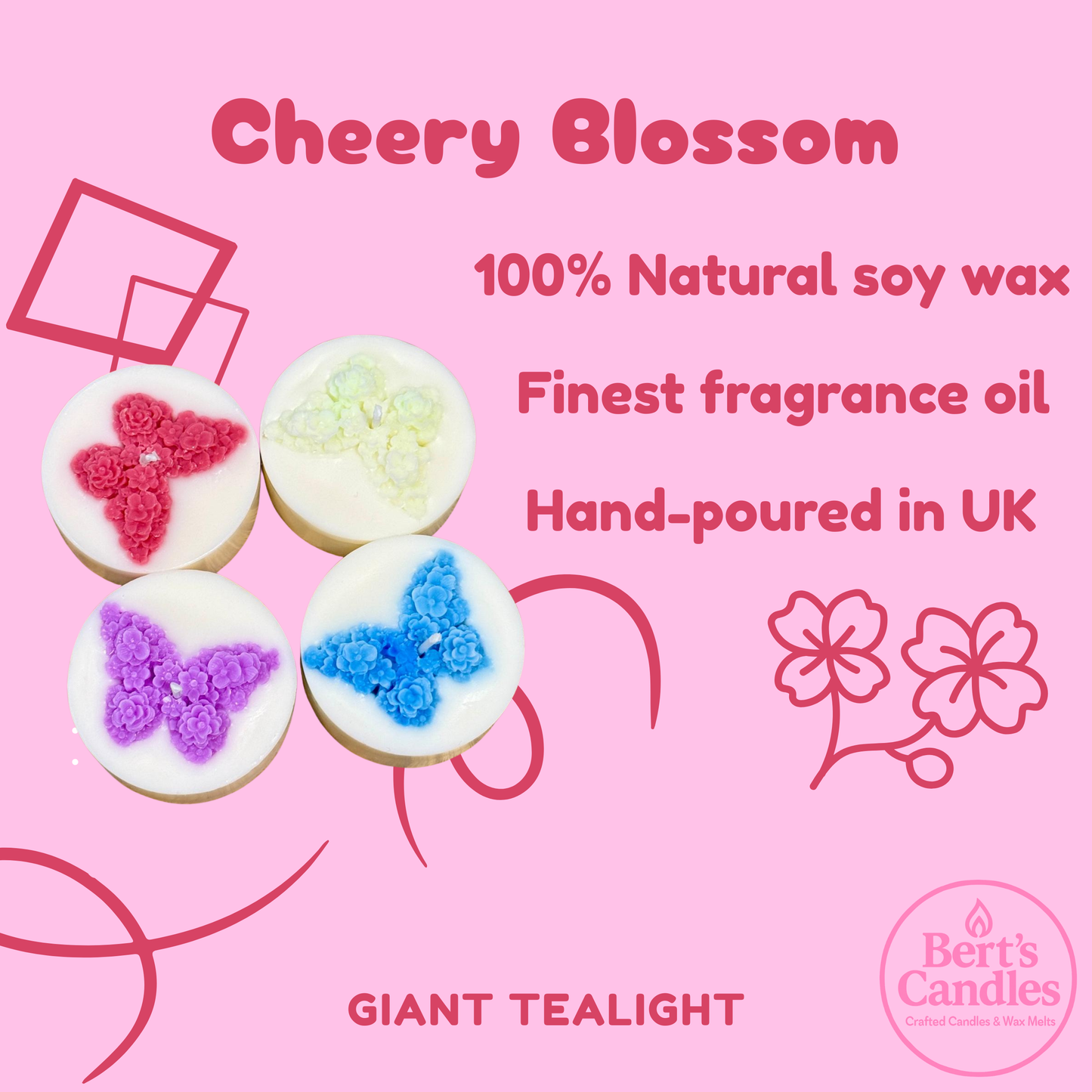 Bert’s Cherry Blossom Giant Tea Lights