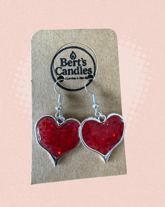 Silver bezel heart earrings