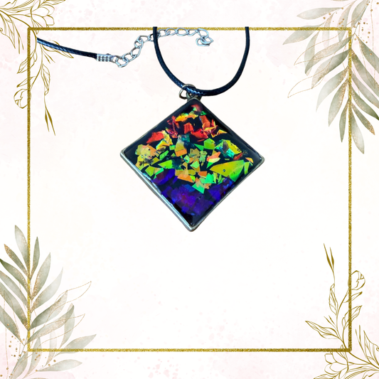 Diamond shape rainbow necklace