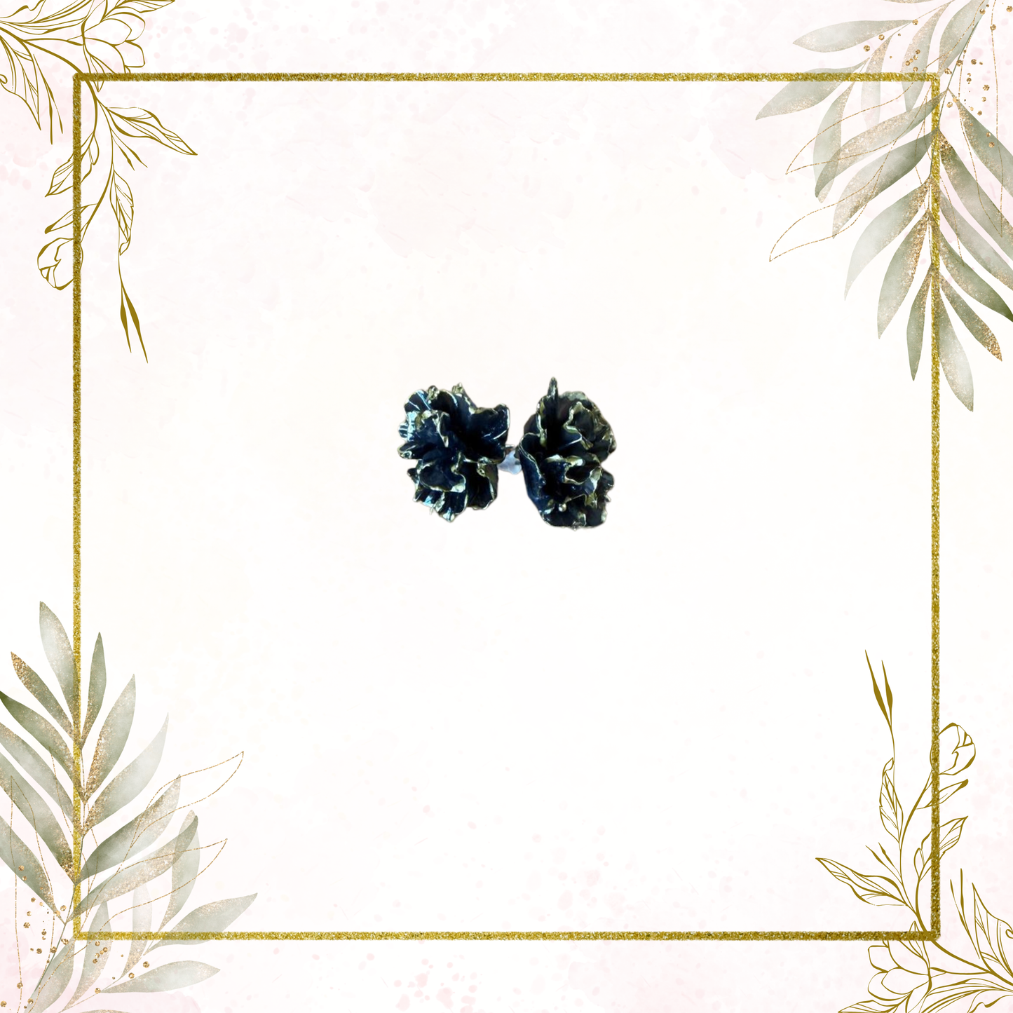 Black and gold ruffle stud earrings