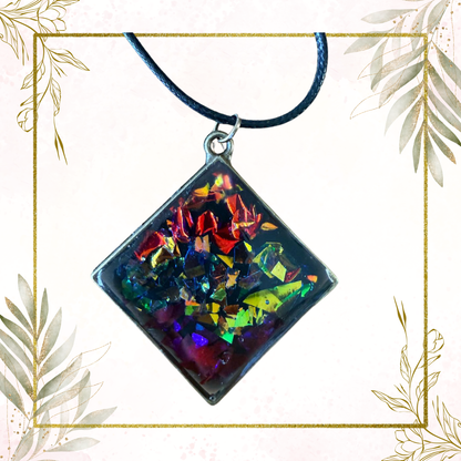 Diamond shape rainbow necklace