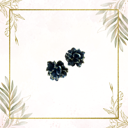 Black and gold ruffle stud earrings