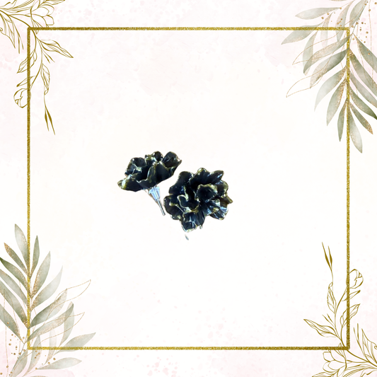 Black and gold ruffle stud earrings