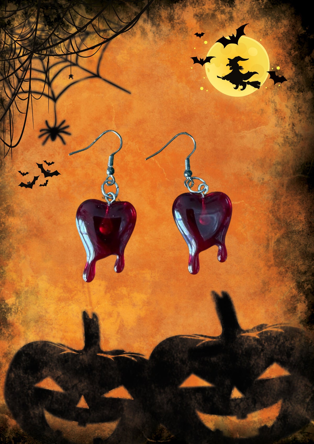 Blood heart earrings