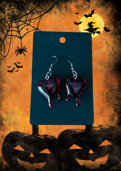 Blood heart earrings