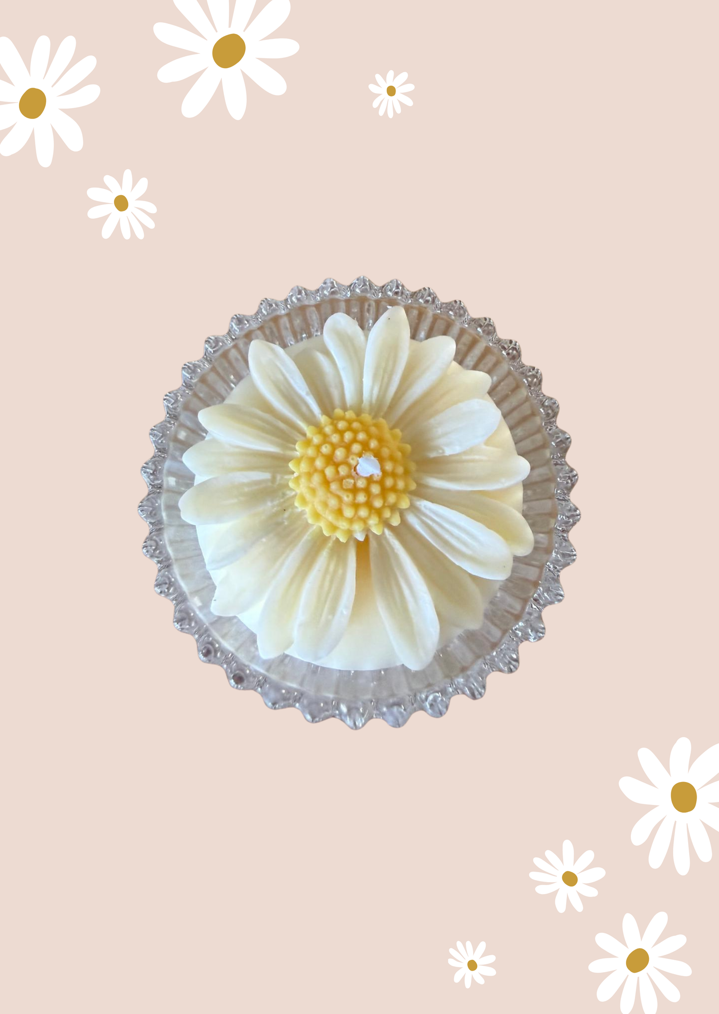 Daisy glass candle