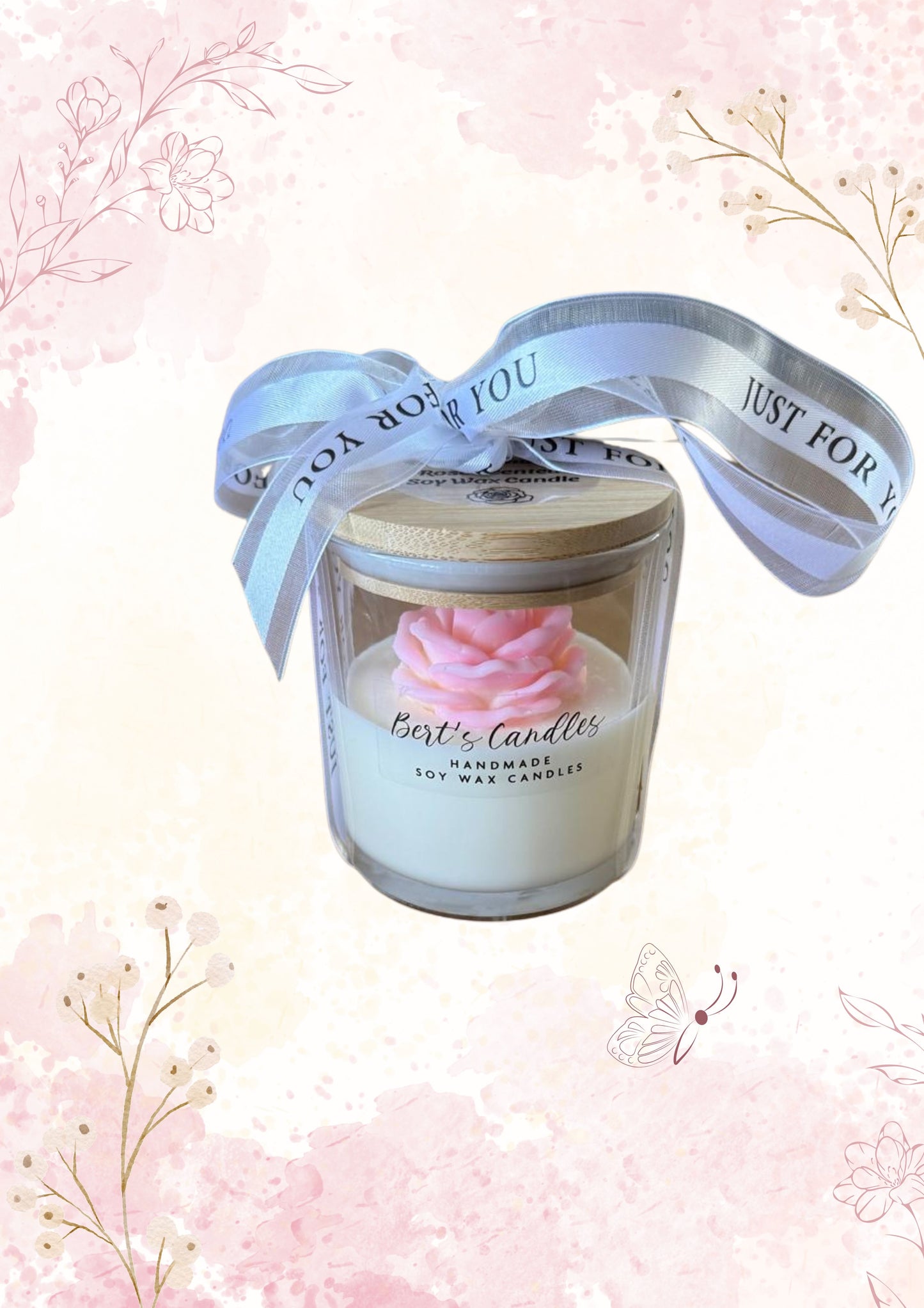 Rose scented candle jar