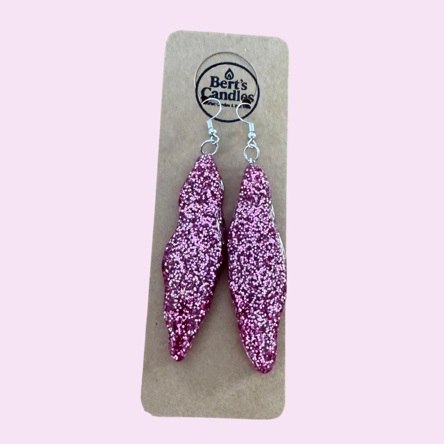 Sparkle pink drop earrings and necklace set