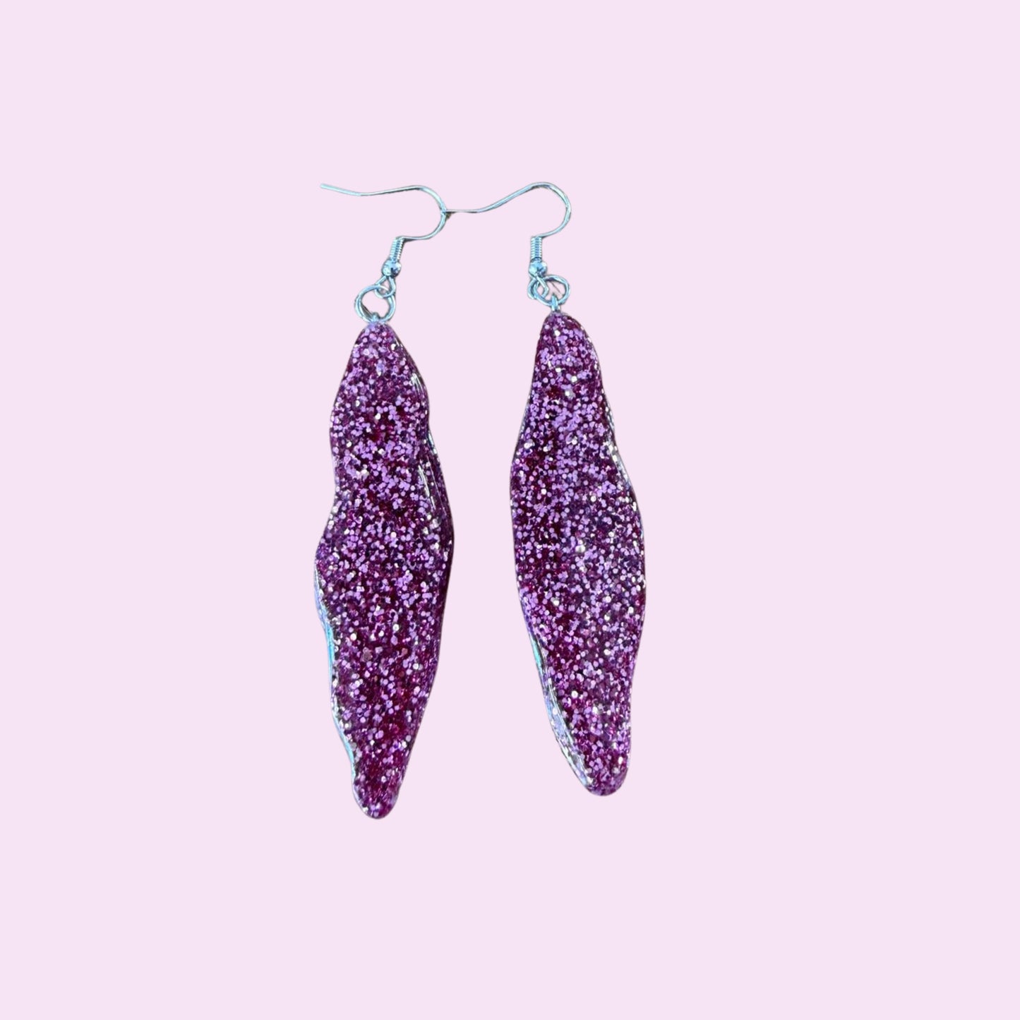 Sparkle pink drop earrings and necklace set