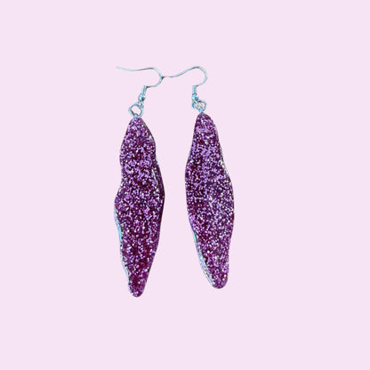 Sparkle pink drop earrings and necklace set