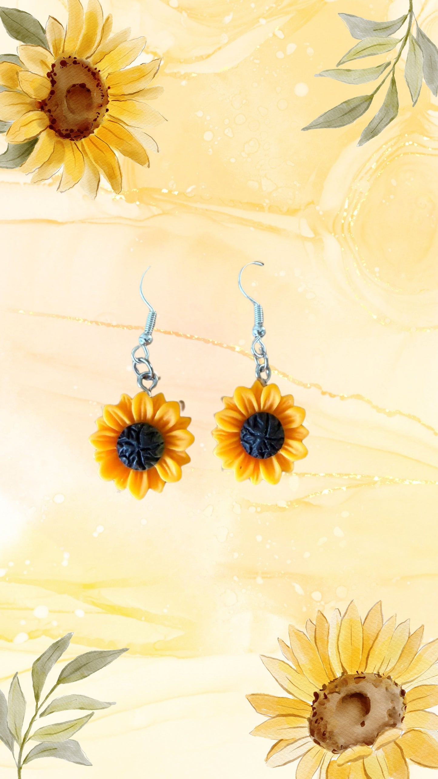 Sunflower drop earrings