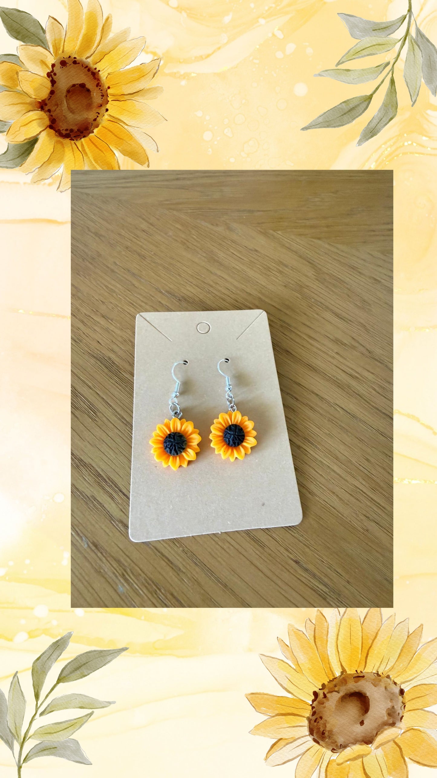 Sunflower drop earrings