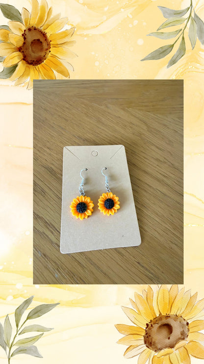 Sunflower drop earrings